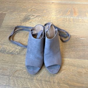 Bamboo Womens Faux Suede Open Toe Back with Lace Up!